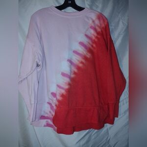 Cabana Life Pink and Red Tie-Dye Pullover Sweatshirt